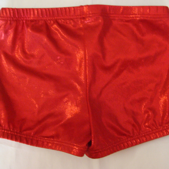 Gymnastics/Dance Red Metallic Shorts - Picture 3 of 3